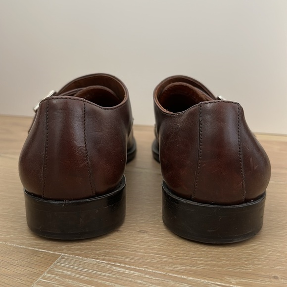 Massimo Matteo Leather Monk Strap Single Buckle Dress Shoes Brown Mens Size 10.5 - Picture 4 of 9